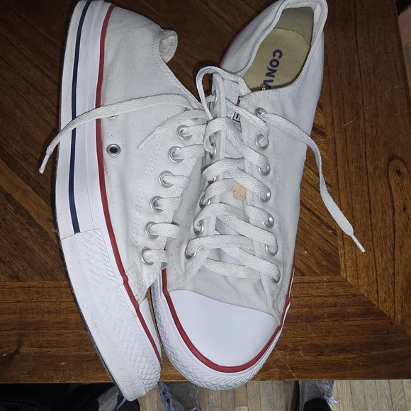 Converse White Canvas Sneakers with Rubber Toe Cap - Picture 3 of 8
